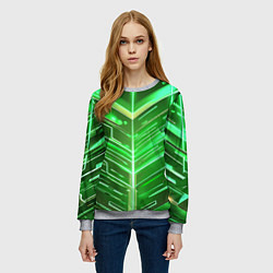 Свитшот женский Зелёные неон полосы киберпанк, цвет: 3D-меланж — фото 2