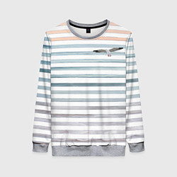 Женский свитшот Море скрытое в полосках тельняшки чайка