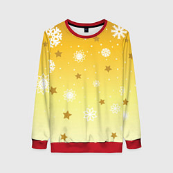 Женский свитшот Снежинки и звезды на желтом