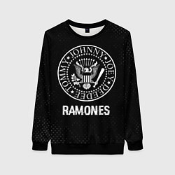 Свитшот женский Ramones glitch на темном фоне, цвет: 3D-черный