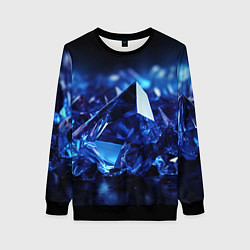 Свитшот женский Синие прозрачные алмазы, цвет: 3D-черный