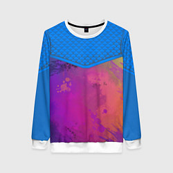 Свитшот женский Кляксы и цветной туман, цвет: 3D-белый