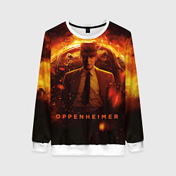 Свитшот женский Роберт Оппенгеймер и бомба, цвет: 3D-белый