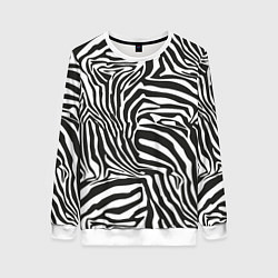 Свитшот женский Шкура зебры черно - белая графика, цвет: 3D-белый