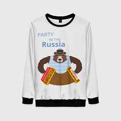 Свитшот женский Вечеринка в России с медведем, цвет: 3D-черный