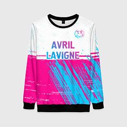 Свитшот женский Avril Lavigne neon gradient style посередине, цвет: 3D-черный