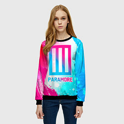 Свитшот женский Paramore neon gradient style, цвет: 3D-черный — фото 2