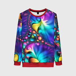 Свитшот женский Розово синий фрактал, цвет: 3D-красный