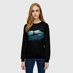 Свитшот женский Акула в овале, цвет: 3D-черный — фото 2