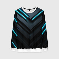 Свитшот женский Черный и синий фон с абстракцией, цвет: 3D-белый