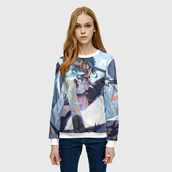 Свитшот женский Genshin Impact Сяо Xiao Mask, цвет: 3D-белый — фото 2