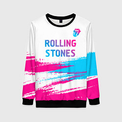 Свитшот женский Rolling Stones neon gradient style посередине, цвет: 3D-черный