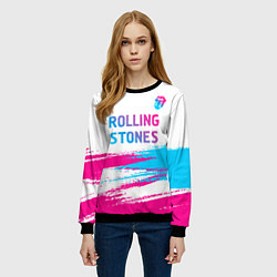 Свитшот женский Rolling Stones neon gradient style посередине, цвет: 3D-черный — фото 2