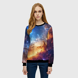 Свитшот женский Оранжевая небула космос, цвет: 3D-черный — фото 2