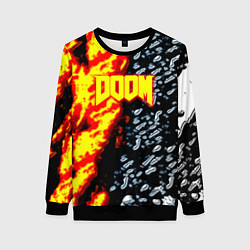 Свитшот женский Doom огненное лого, цвет: 3D-черный