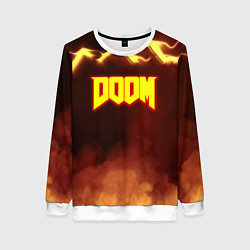 Свитшот женский Doom storm огненное лого, цвет: 3D-белый