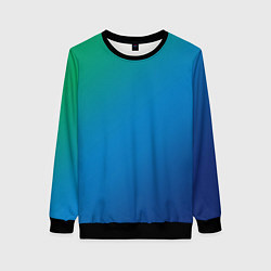 Свитшот женский Зеленый и синий диагональный градиент, цвет: 3D-черный