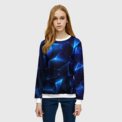 Свитшот женский Синяя геометрическая абстракция, цвет: 3D-белый — фото 2