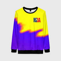 Свитшот женский НБА баскетбол краски неоновые желтые, цвет: 3D-черный