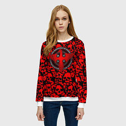 Свитшот женский Thirty Seconds to Mars skull pattern, цвет: 3D-белый — фото 2