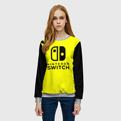 Свитшот женский Nintendo switch краски на жёлтом, цвет: 3D-меланж — фото 2