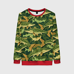 Женский свитшот Камуфляж рыболова - рыба щука