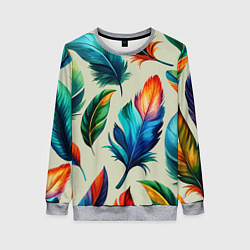 Женский свитшот Разноцветные перья тропических птиц