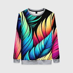 Свитшот женский Color feathers - neon, цвет: 3D-меланж