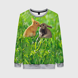 Женский свитшот Кролики в траве
