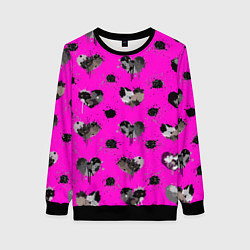 Женский свитшот Брызги и капли в форме черного сердца