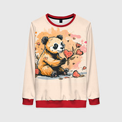 Женский свитшот Милая панда с сердечком и цветами