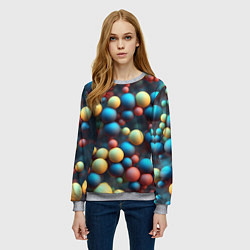 Свитшот женский Разноцветные шарики молекул, цвет: 3D-меланж — фото 2
