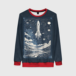 Женский свитшот Винтажный постер космос титан ракета