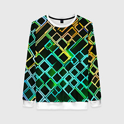 Женский свитшот Жёлто-синие квадраты на чёрном фоне