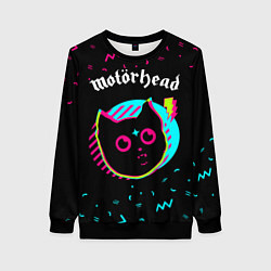 Свитшот женский Motorhead - rock star cat, цвет: 3D-черный