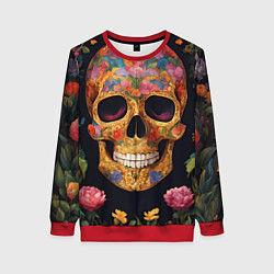 Свитшот женский Bright colors and skull, цвет: 3D-красный