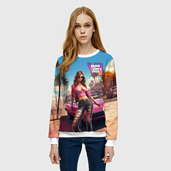 Свитшот женский GTA 6 girl logo, цвет: 3D-белый — фото 2