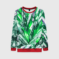 Женский свитшот Зелёные драгоценные кристаллы