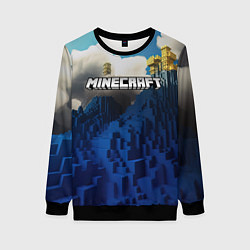 Свитшот женский Minecraft лого и горы, цвет: 3D-черный