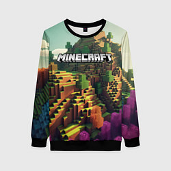 Свитшот женский Minecraft logo карты, цвет: 3D-черный