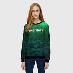 Свитшот женский Minecraft logo green, цвет: 3D-черный — фото 2