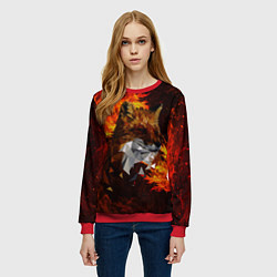 Свитшот женский Fire fox flame, цвет: 3D-красный — фото 2