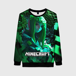 Женский свитшот Minecraft девушка зеленый мир