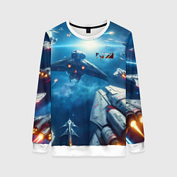 Свитшот женский Mass Effect - space neon, цвет: 3D-белый