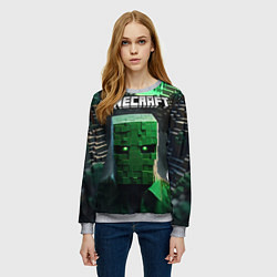 Свитшот женский Minecraft зеленый персонаж каменные джунгли, цвет: 3D-меланж — фото 2