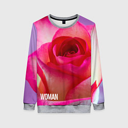 Свитшот женский Розовая роза - woman, цвет: 3D-меланж