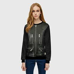 Свитшот женский Terminator first - leather jacket, цвет: 3D-черный — фото 2