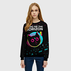 Свитшот женский Bring Me the Horizon - rock star cat, цвет: 3D-черный — фото 2
