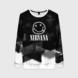 Свитшот женский Nirvana текстура рок, цвет: 3D-белый