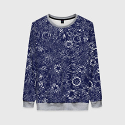 Женский свитшот Тёмно-синий с белым абстрактный искажение